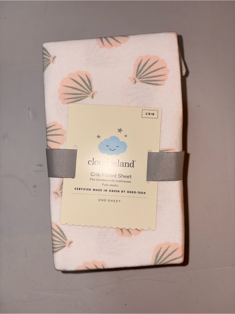 New Cloud Island seashell crib sheet